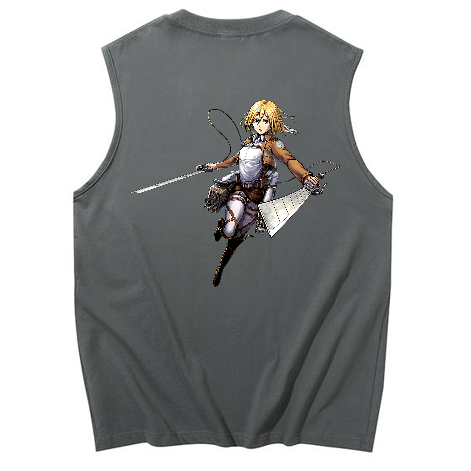 （画像用） 進撃の巨人 クリスタ·レンズ Attack on Titan Christa Lenz コットン100％タンクトップ（背面プリント）